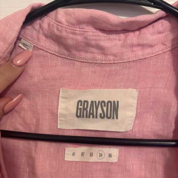 Grayson The Hero Womens Sz 4 100% Linen Button Down Shirt Top Pink Soft Luxury - Picture 4 of 5